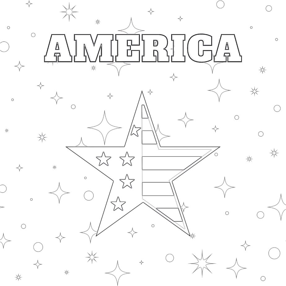 Printable Coloring American Flag