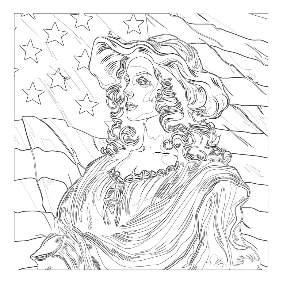 Betsy Ross Flag Coloring Page