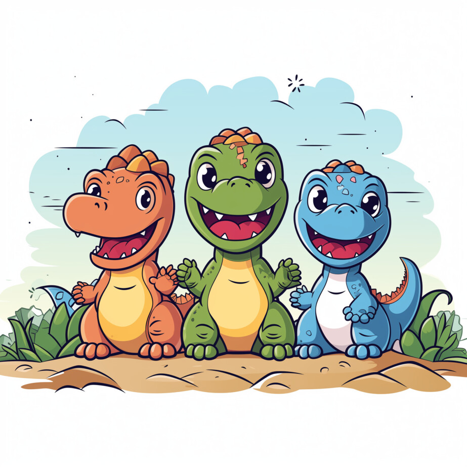 Coloring Pages Cute Dinosaurs 2