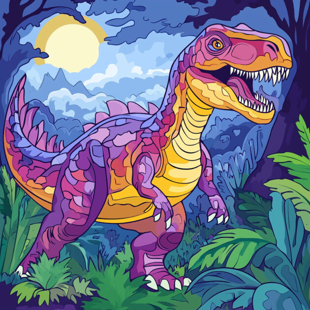 Colour By Number Dinosaur Coloring Page | Coloring Pages Mimi Panda
