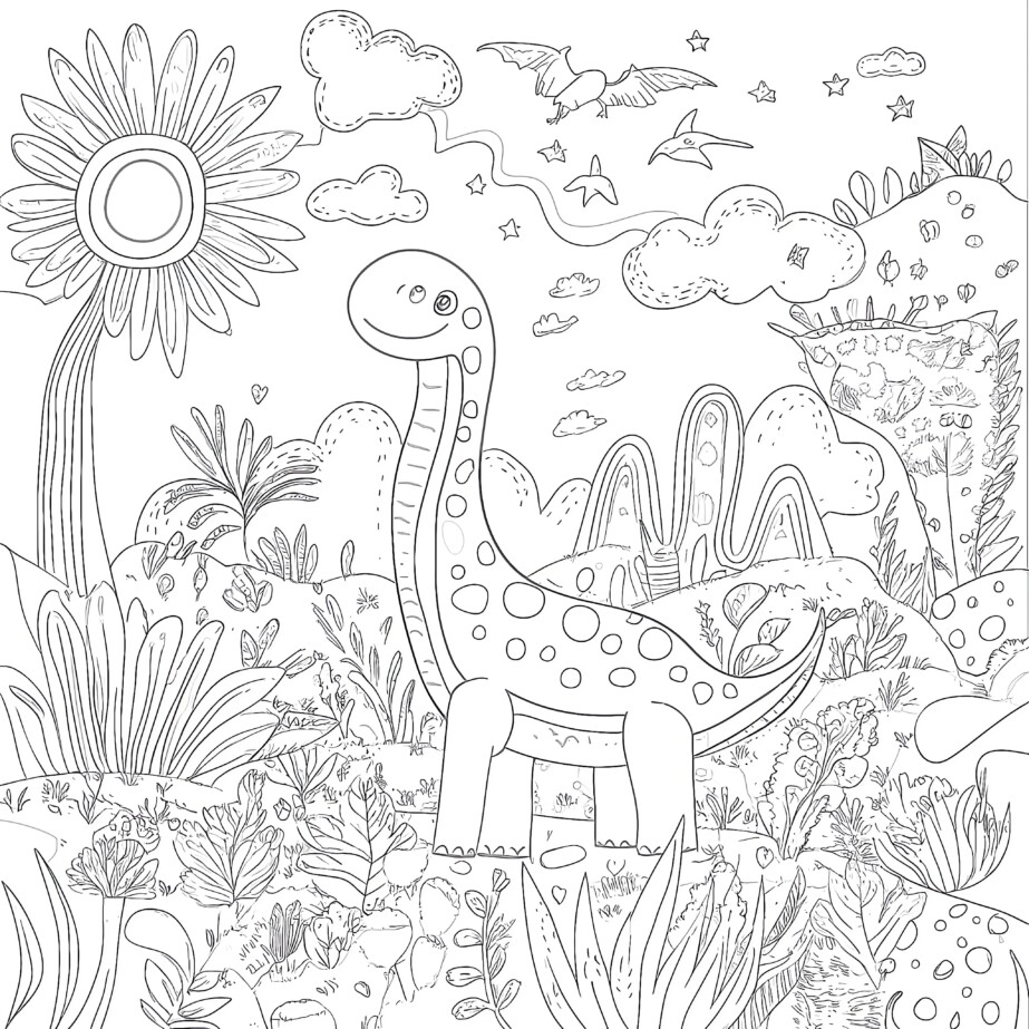 Cute Dinosaur Coloring Sheets