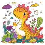 Cute Dinosaur Pictures To Coloring Page - Origin image