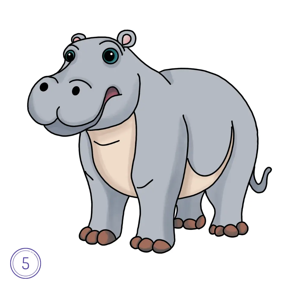 How to Draw a Hippopotamus Step 5