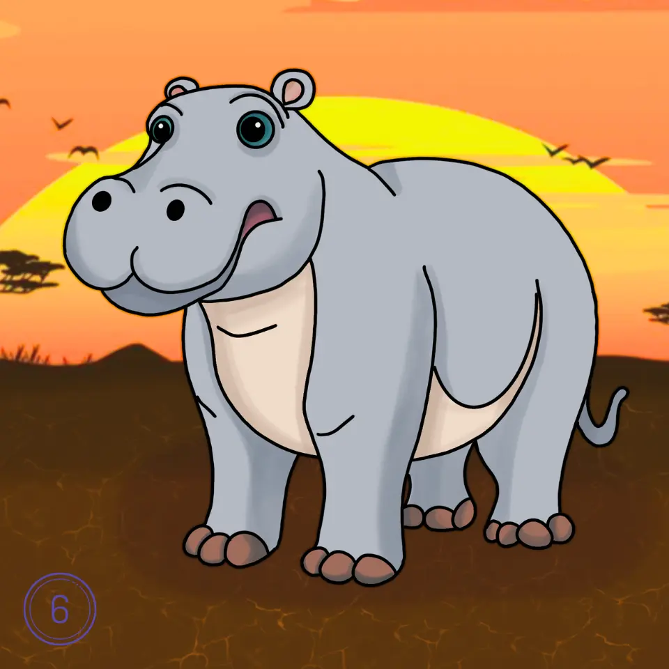 How to Draw a Hippopotamus Step 6