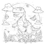 T Rex Colouring In Pages