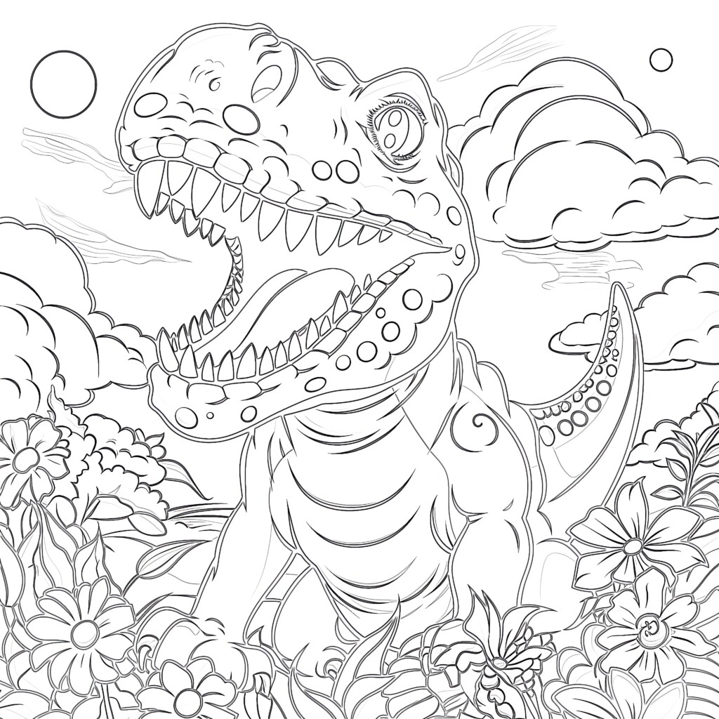 Trex Dinosaur Coloring Page Coloring Pages Mimi Panda