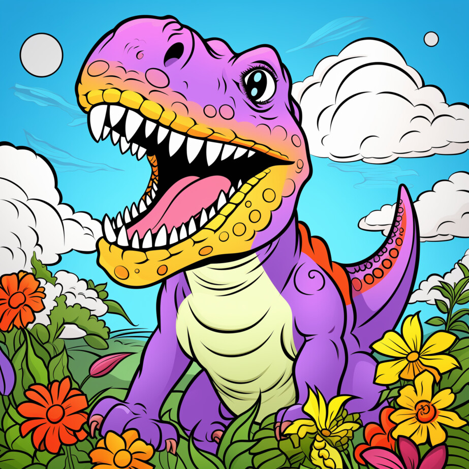 Trex Dinosaur Coloring Page 2