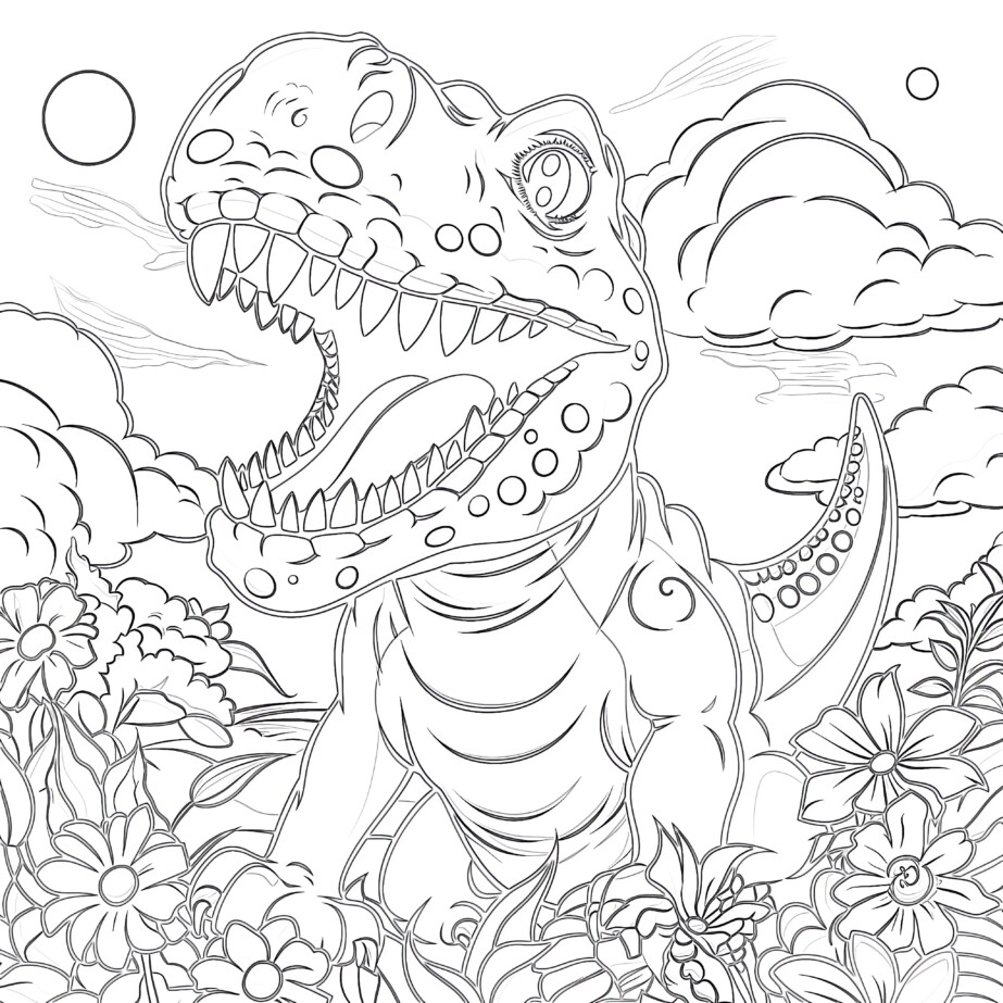 Trex Dinosaur Coloring Page