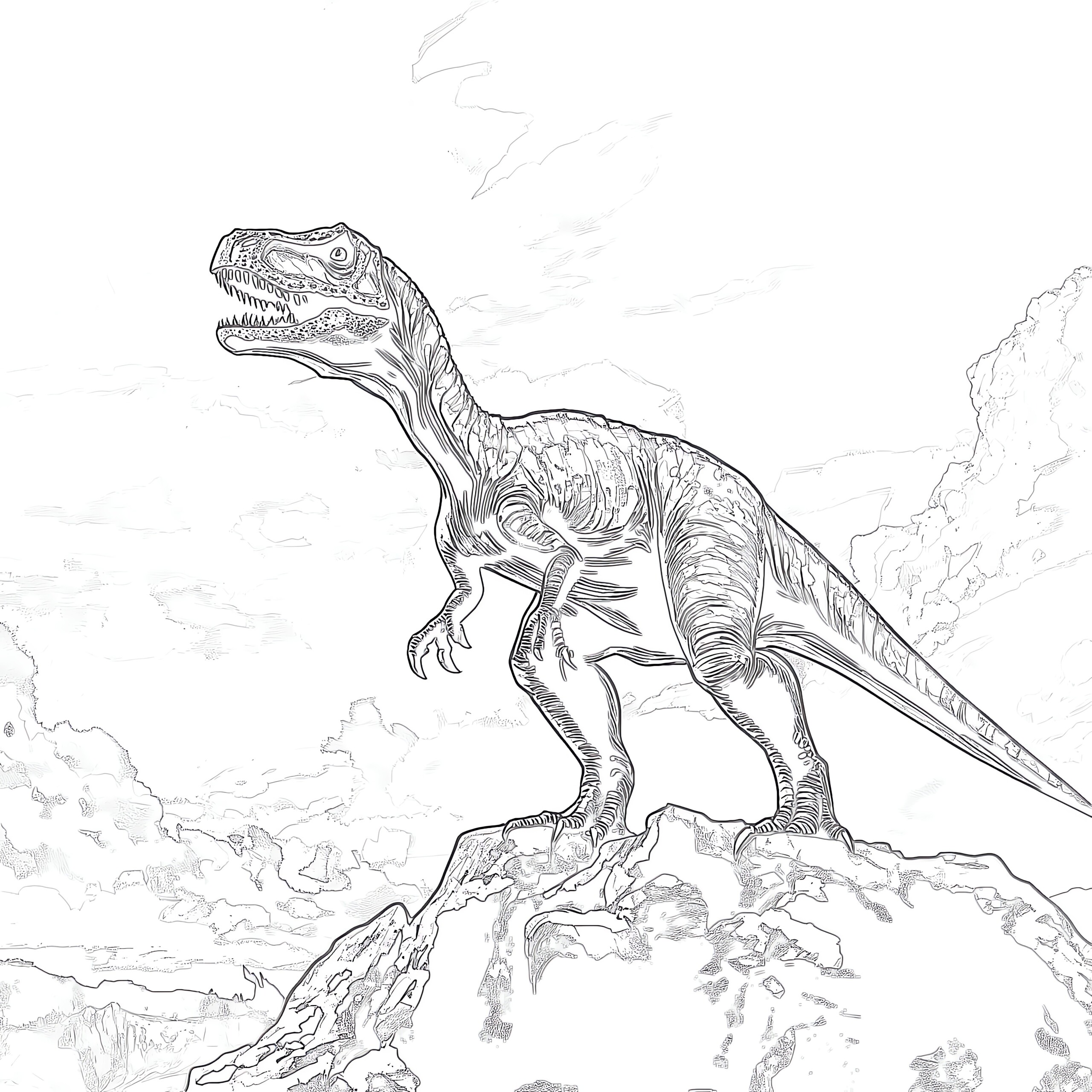 アロサウルス恐竜の塗り絵ページ | 塗り絵 ミミパンダ