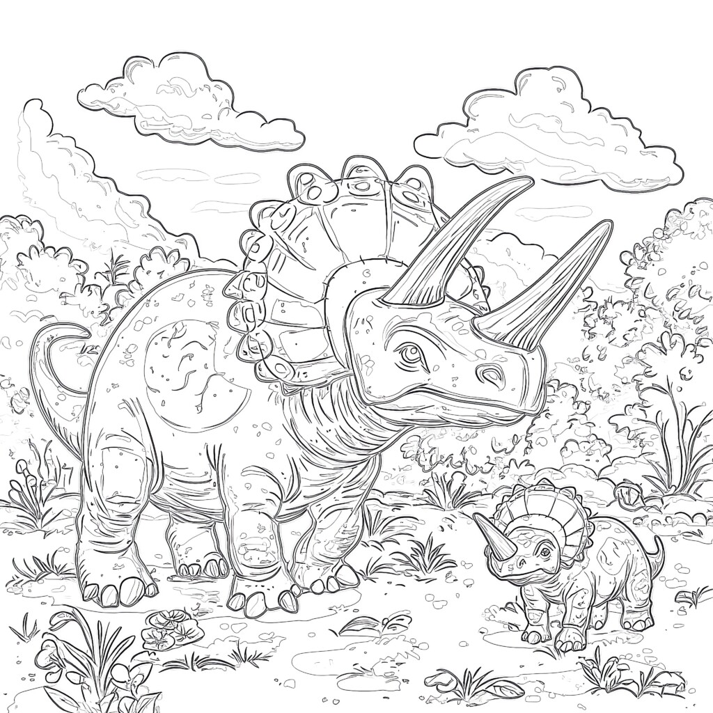 Vivid Dinosaur Colouring Scene Digital Art Vivid Dinosaur Colouring Scene Digital Art
