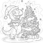 Christmas Dinosaur Coloring Page