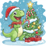 Christmas Dinosaur Coloring Page 2 2