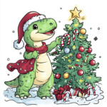 Christmas Dinosaur Coloring Pages 2 2