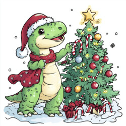 Christmas Dinosaur Coloring Pages - Origin image