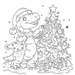 Christmas Dinosaur Coloring Pages - Printable Coloring page