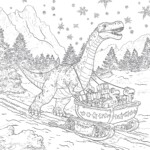 Christmas Dinosaur Coloring Sheets