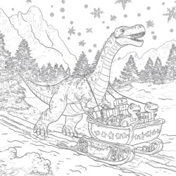 Christmas Dinosaur Coloring Sheets - Printable Coloring page