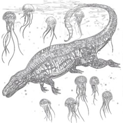 Coloring Mosasaurus - Printable Coloring page