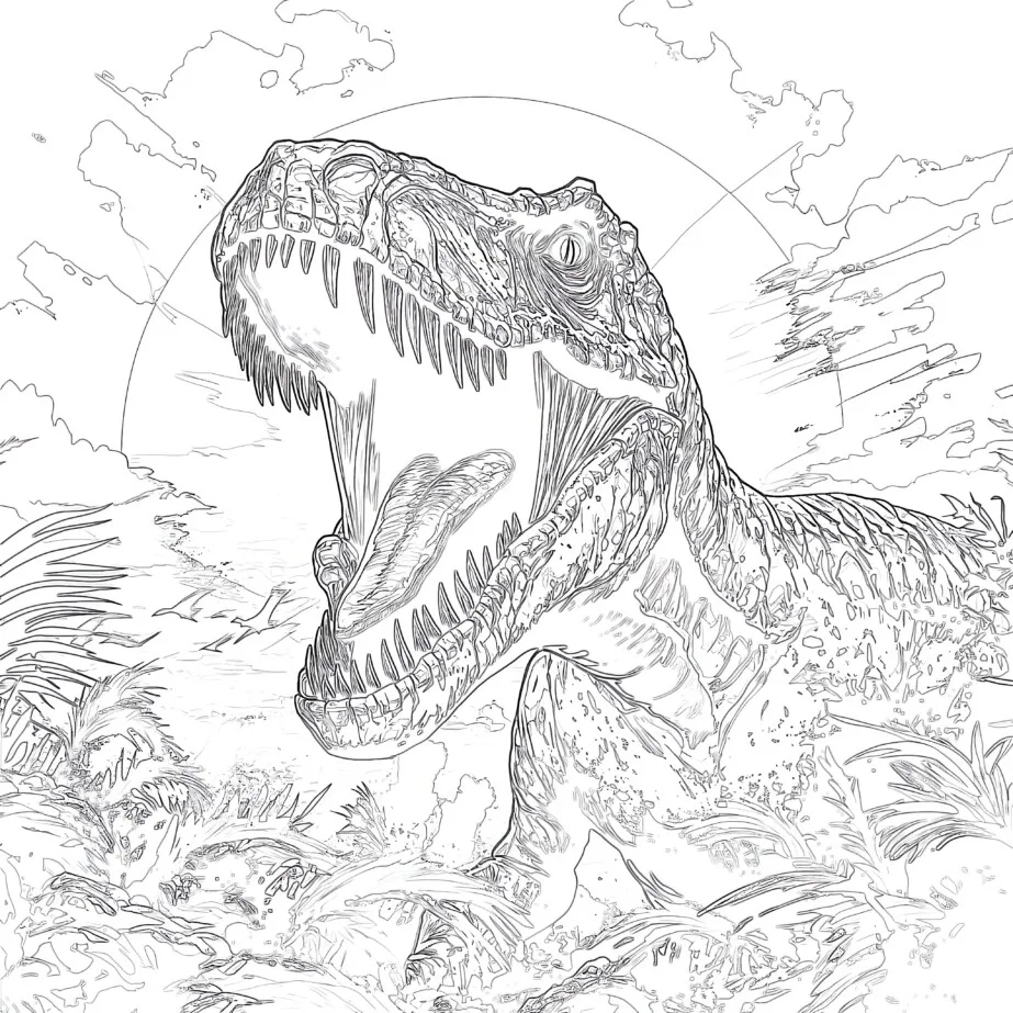 T レックスの絵を塗り絵 | 塗り絵 ミミパンダ