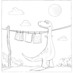 Cute Dino Coloring Page - Printable Coloring page