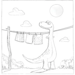 Cute Dino Coloring Page - Printable Coloring page