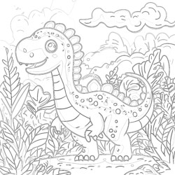 Cute Dinosaur Colouring - Printable Coloring page