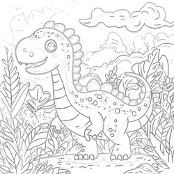 Cute Dinosaur Colouring - Printable Coloring page