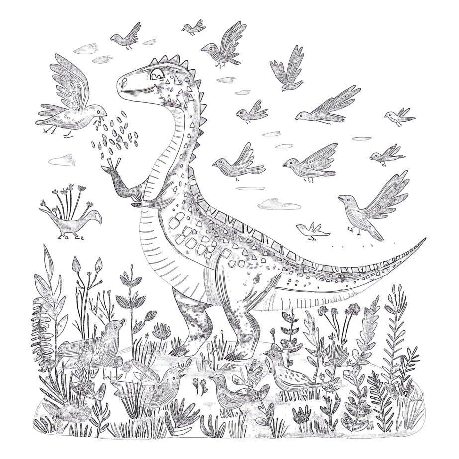 Cute Dinosaur Colouring Pages