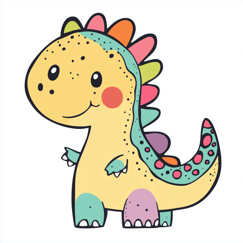 Cute Kawaii Dinosaur Coloring Pages 2