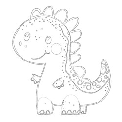 Cute Kawaii Dinosaur Coloring Pages - Printable Coloring page