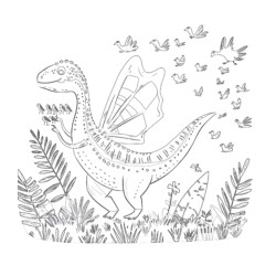 Cute T Rex Coloring Page - Printable Coloring page