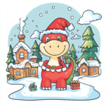 Dino Christmas Coloring Page 2 2