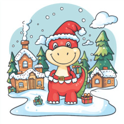 Dino Christmas Coloring Page - Origin image