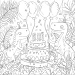 Dinosaur Birthday Coloring Page