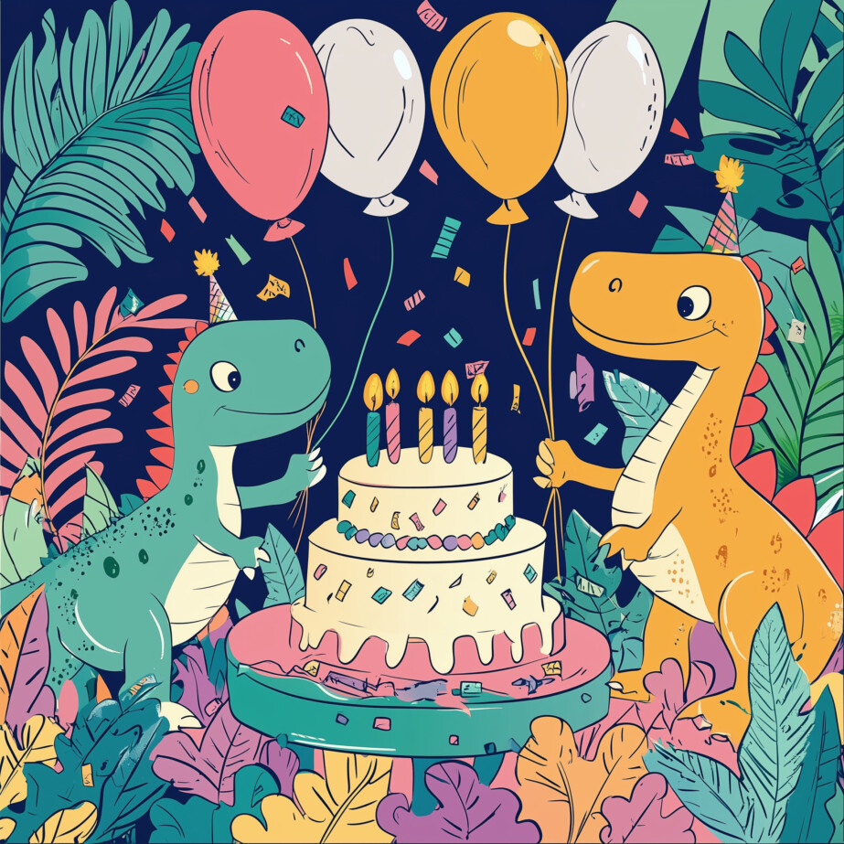 Dinosaur Birthday Coloring Page 2