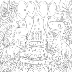 Dinosaur Birthday Coloring Page - Printable Coloring page