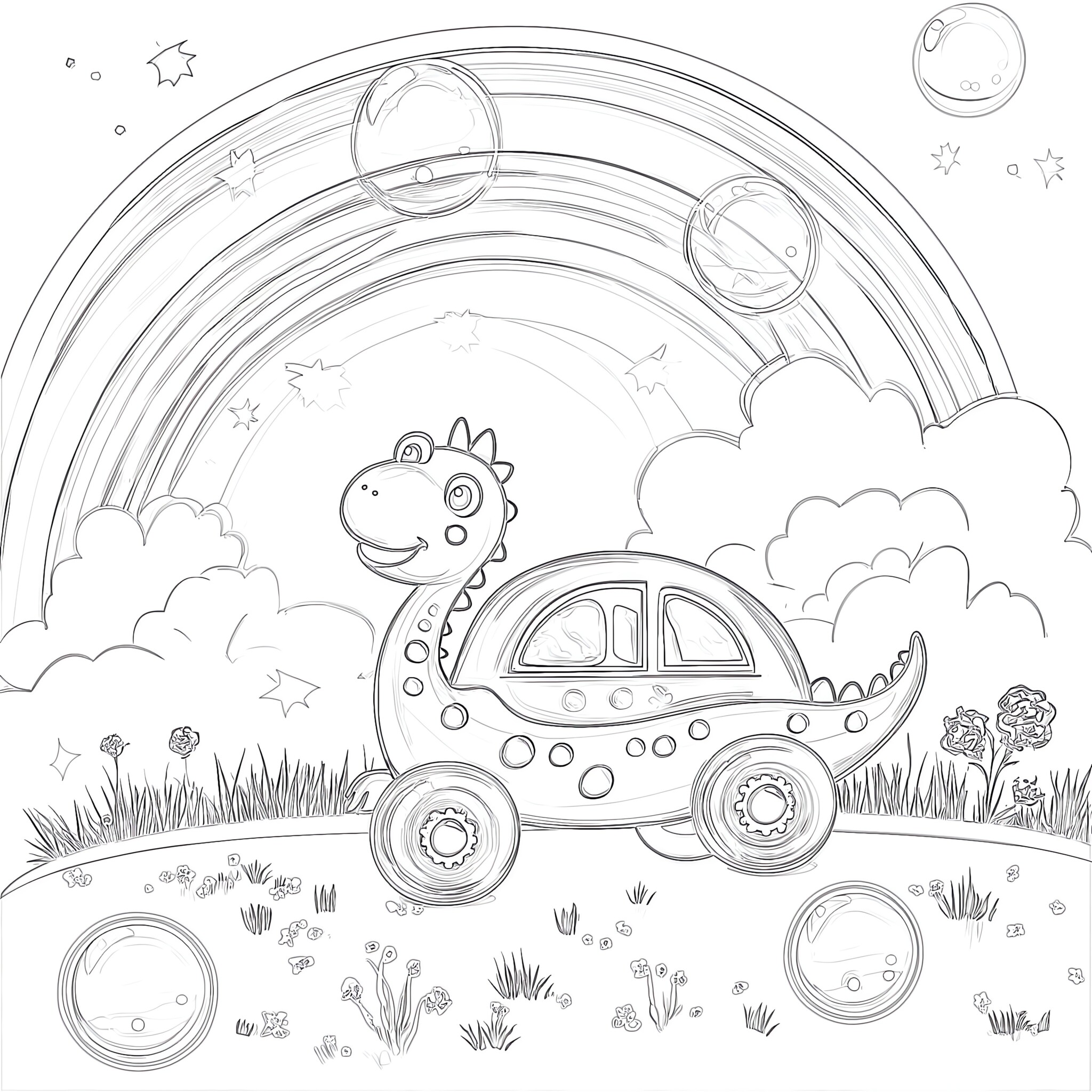 Dinosaur Car Coloring Pages | Coloring Pages Mimi Panda