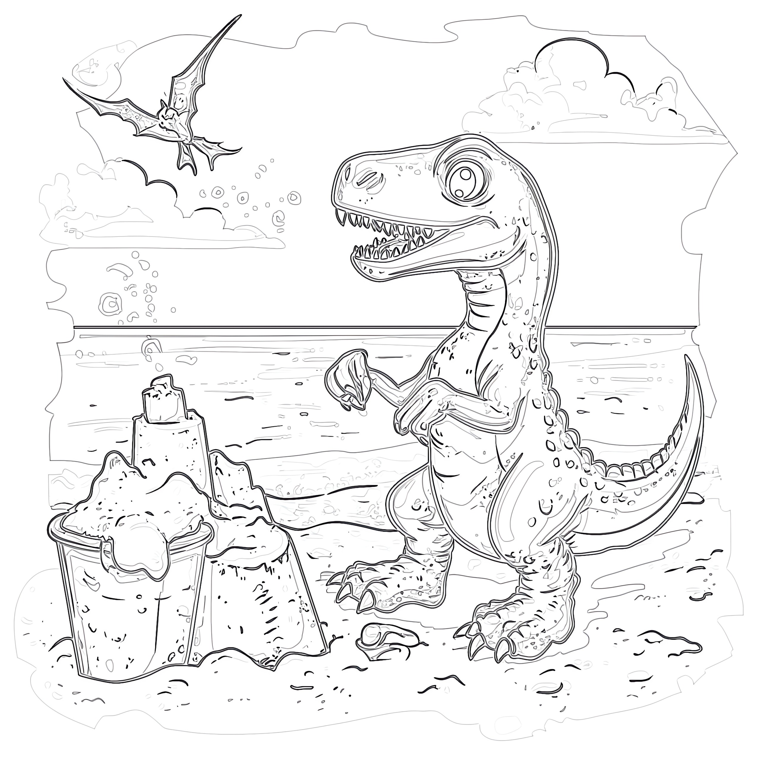恐竜柄　オーダーページ　　マイ恐竜　ぬりえ dinosaur-coloring-pages-easy-