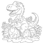 Dinosaur Easter Coloring Page