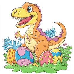 Dinozorlu Paskalya Boyama Sayfası - Orijinal görüntü