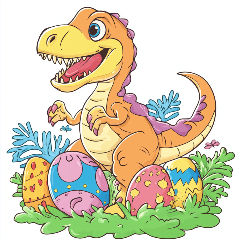 Dinosaur Easter Coloring Page 2