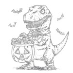 Dinosaur Halloween Coloring Page