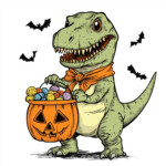 Dinosaur Halloween Coloring Page 2 2