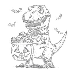 Dinosaur Halloween Coloring Page - Printable Coloring page