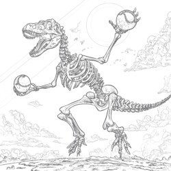 Dinosaur Skeleton Coloring Page - Printable Coloring page