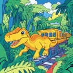 Dinozor Treni Boyama Sayfaları - Orijinal görüntü