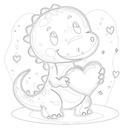 Dinosaur Valentinstag Malvorlage - Druckbare Ausmalbilder