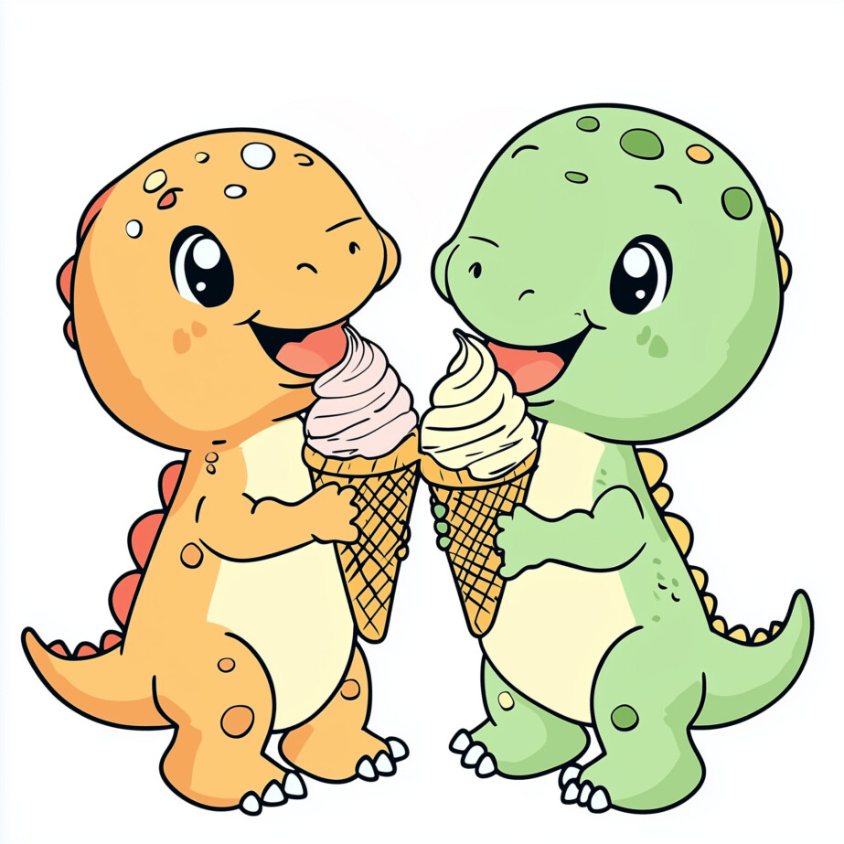 Easy Cute Dinosaur Coloring Pages 2