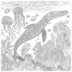 Elasmosaurus Ausmalbild - Druckbare Ausmalbilder
