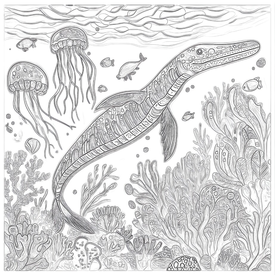 Elasmosaurus Coloring Page